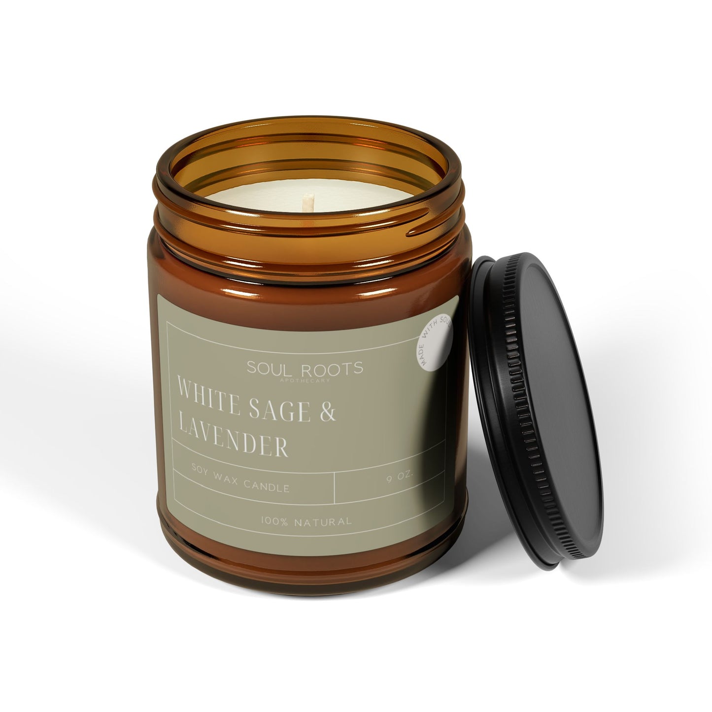 White Sage & Lavender Scented Soy Candle